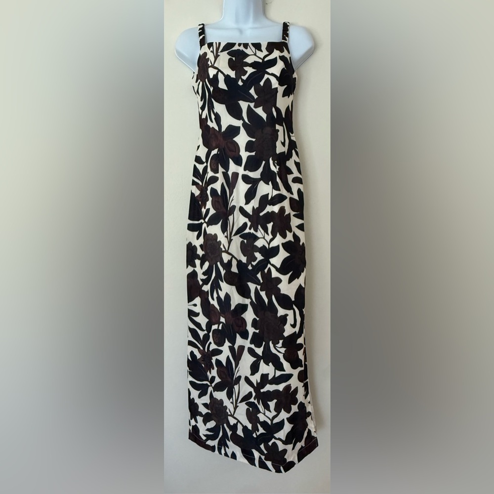 Commense Cream Maxi Skirt with Black Floral Print